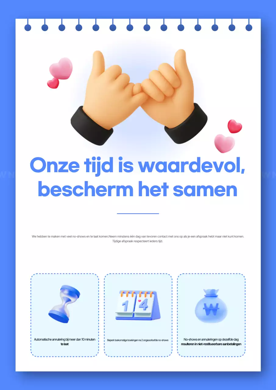 Blue Modern Reserveringsgids Beleidsgids