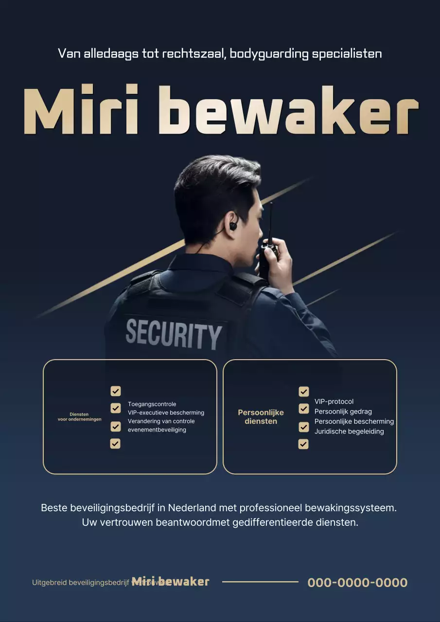 Zwarte moderne beveiligingsadvertentie