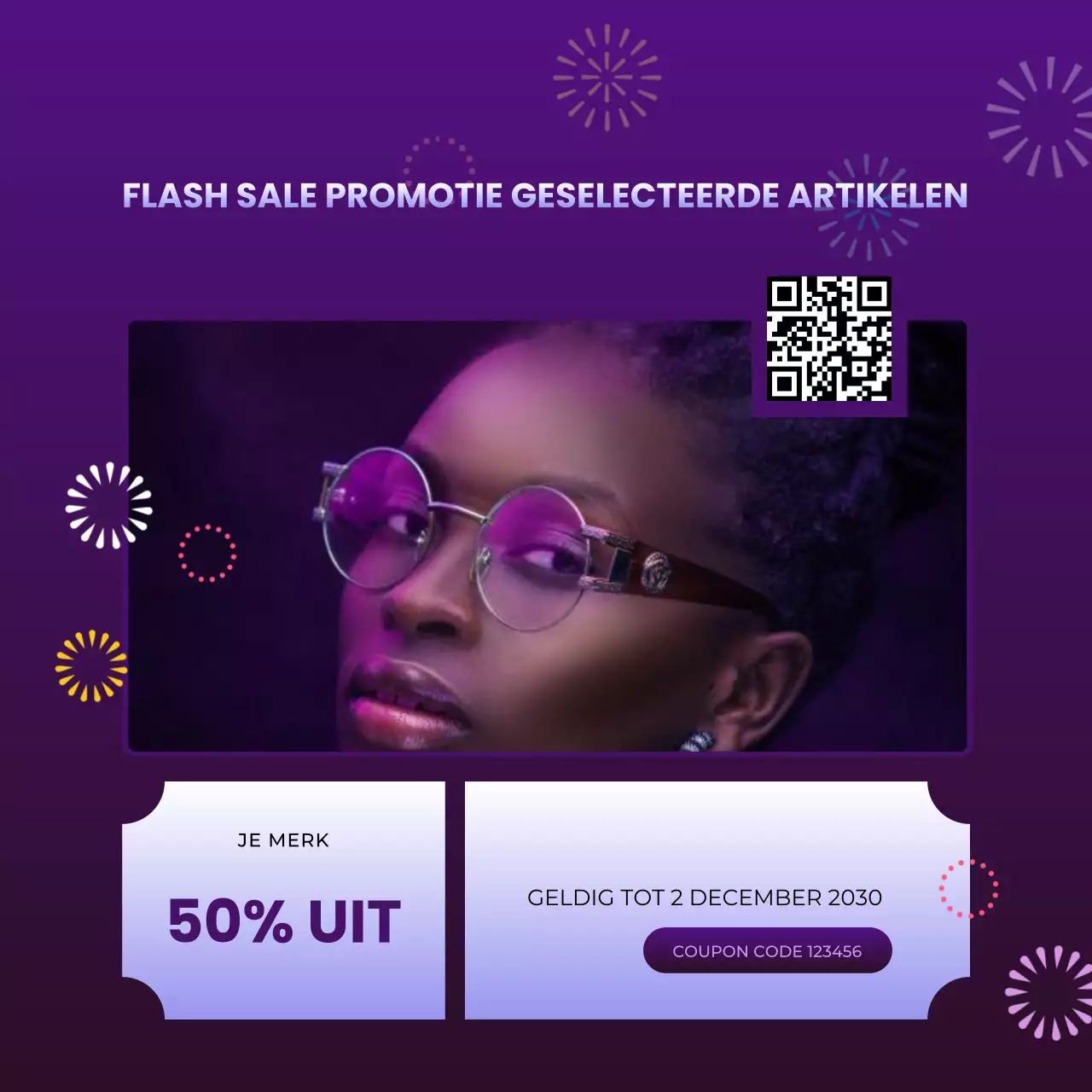 Paarse Flat Bundle Coupon Promo voor Nieuwjaar Social Media