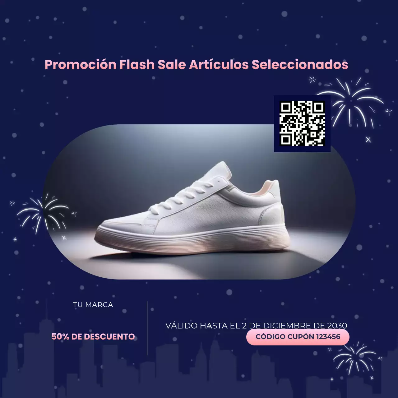 Cupón promocional de Blue Flat Bundle para redes sociales por Año Nuevo