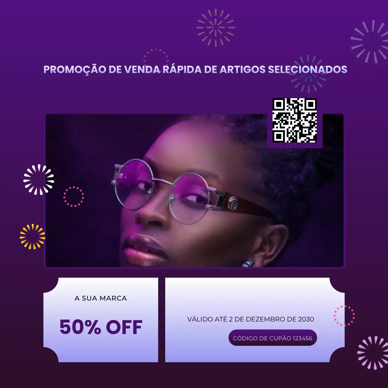 Cupom de desconto para o pacote Purple Flat nas redes sociais para o Ano Novo