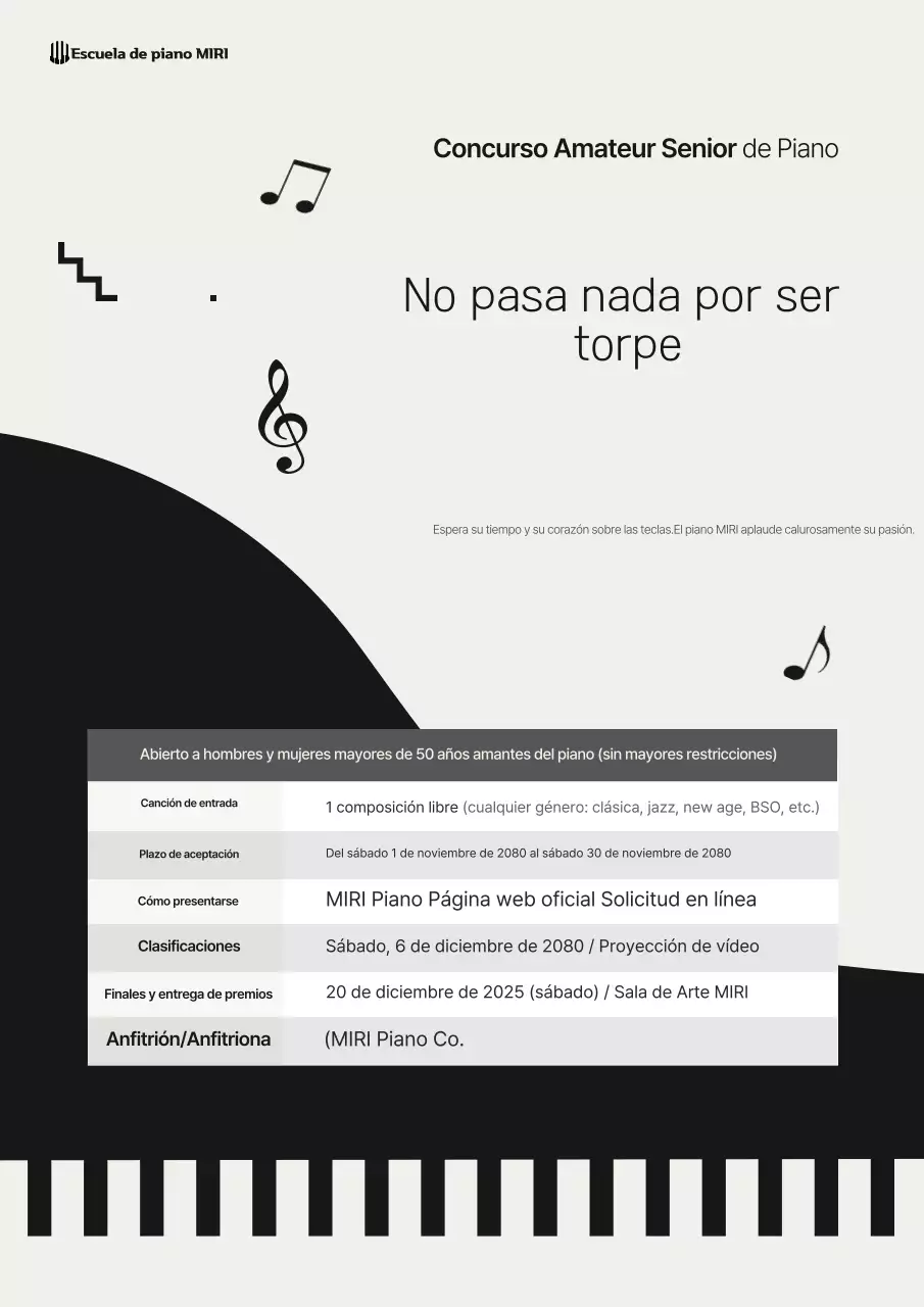 Información sencilla sobre el evento del concierto en gris y negro