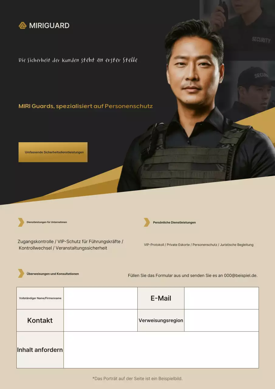 Werbung für den Sicherheitsdienst Black Modern Security Service