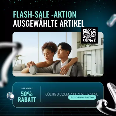 Schwarz-Blau-Abstrakt-Bundle-Gutscheinaktion für Social Media zum neuen Jahr