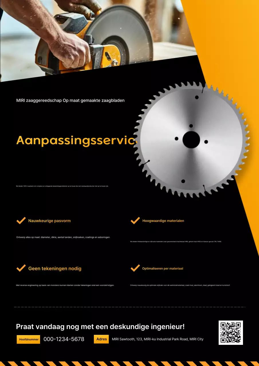 Oranje moderne productieadvertentie