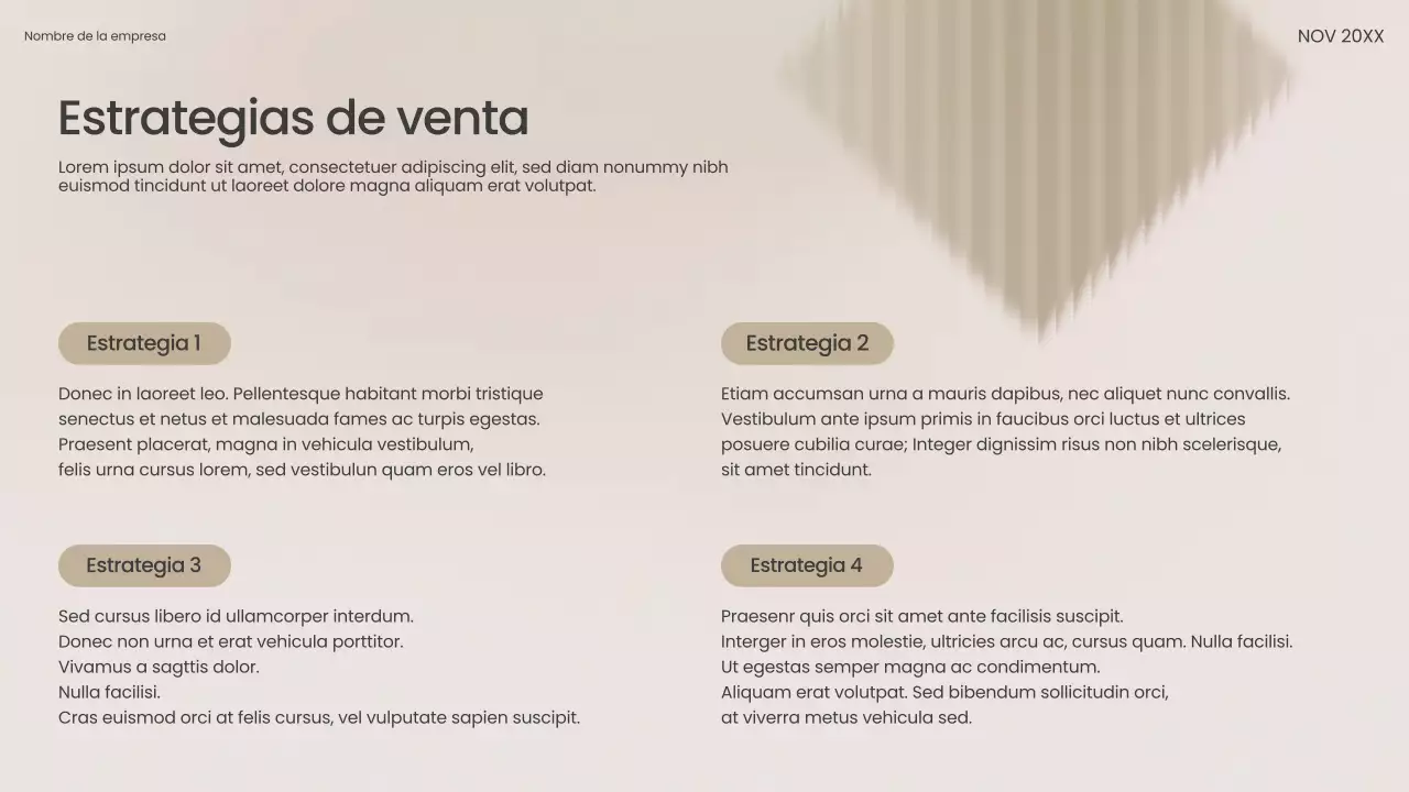 Presentación de ventas moderna en color beige