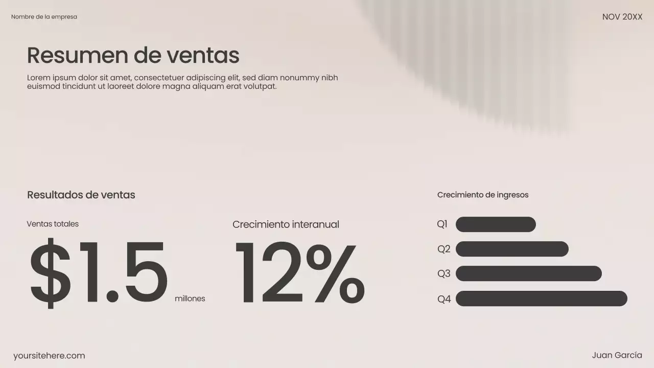 Presentación de ventas moderna en color beige