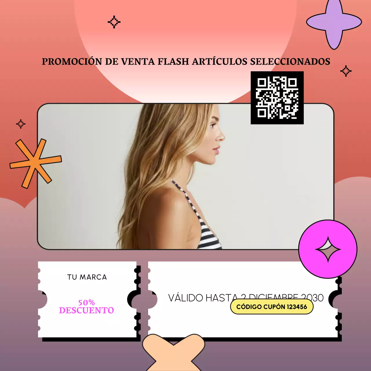 Cupón promocional del paquete azul Y2K para redes sociales de Año Nuevo