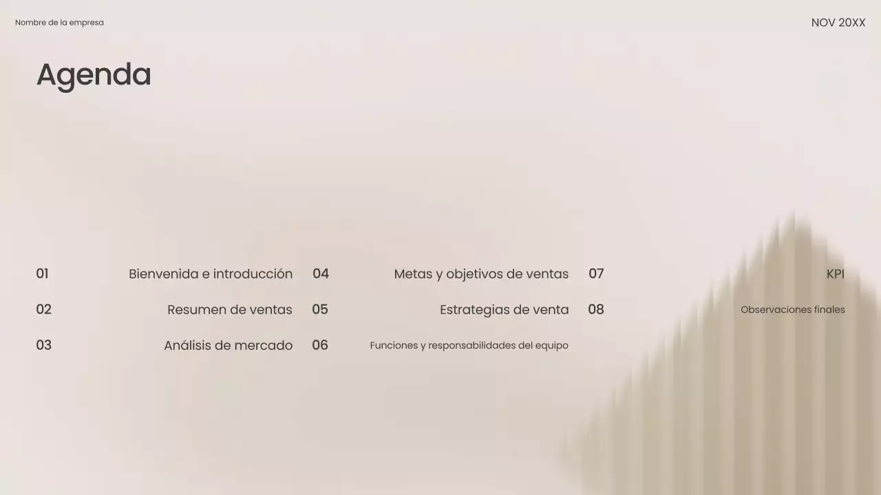 Presentación de ventas moderna en color beige