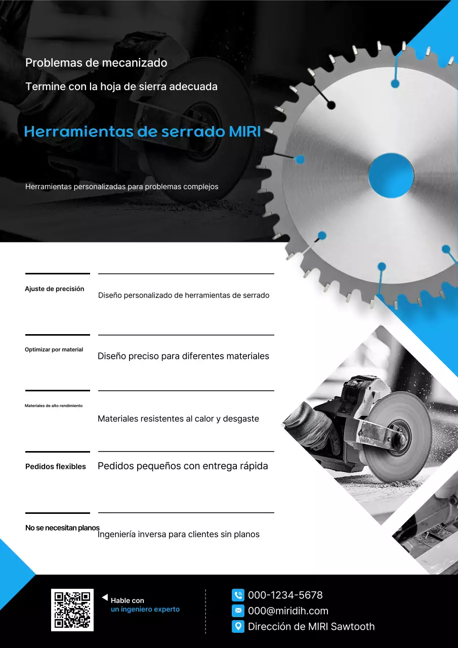 Publicidad industrial moderna azul