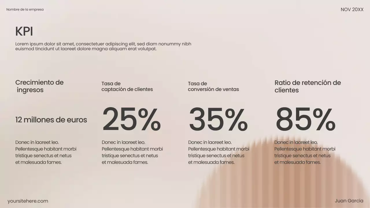 Presentación de ventas moderna en color beige