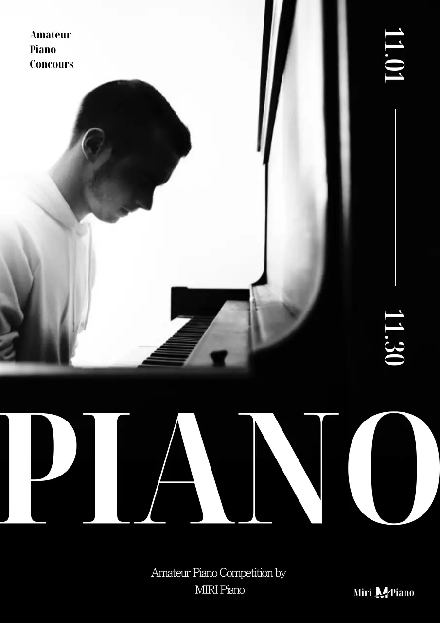 Độc tấu piano cổ điển đen trắng