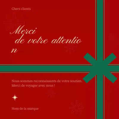 Carte de vœux de Noël minimaliste classique rouge et verte pour les réseaux sociaux
