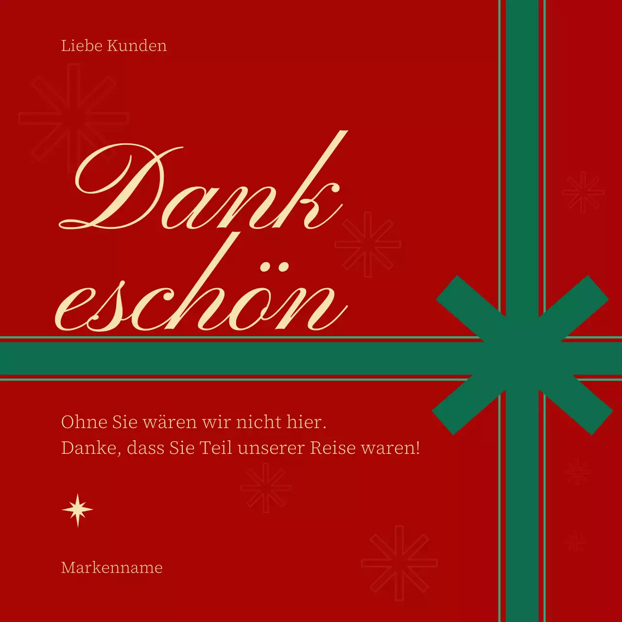Klassische minimalistische Weihnachtsgruß-Grußkarte in Rot und Grün für soziale Medien