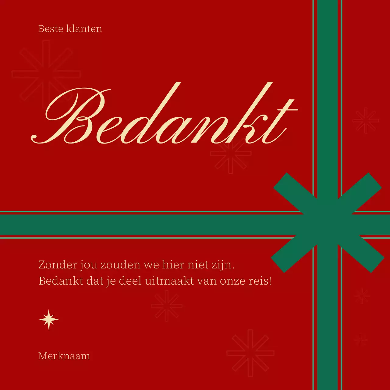 Rood en groen klassiek minimalistisch kerstgroet sociaal media vierkant