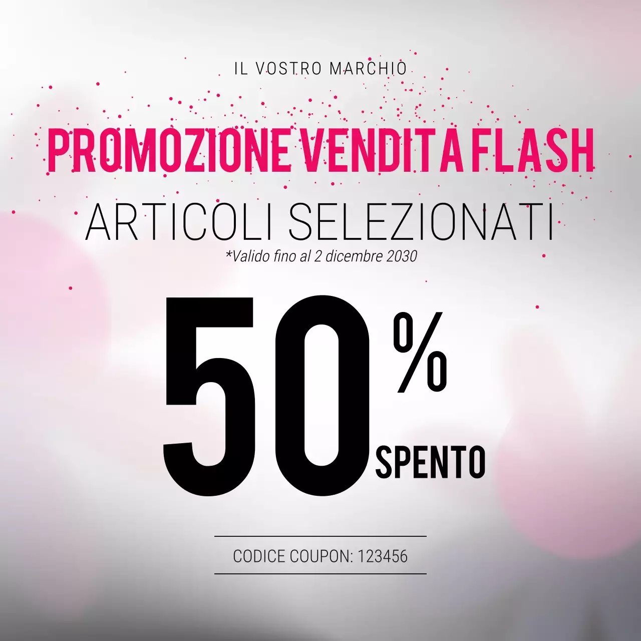 Coupon promozionale per il pacchetto Minimalismo Blu Bianco per i social media di Capodanno
