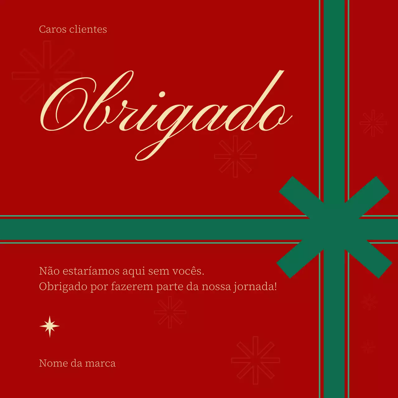 Mensagem de Natal minimalista clássica em vermelho e verde para redes sociais.