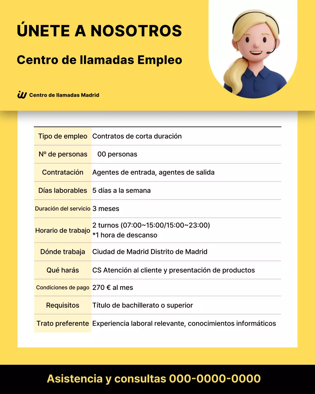 Oferta de trabajo sencilla amarilla