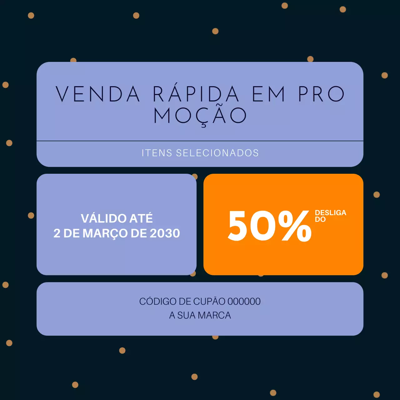 Cupom de desconto para o pacote Bento Grid Azul e Preto no Ano Novo nas redes sociais