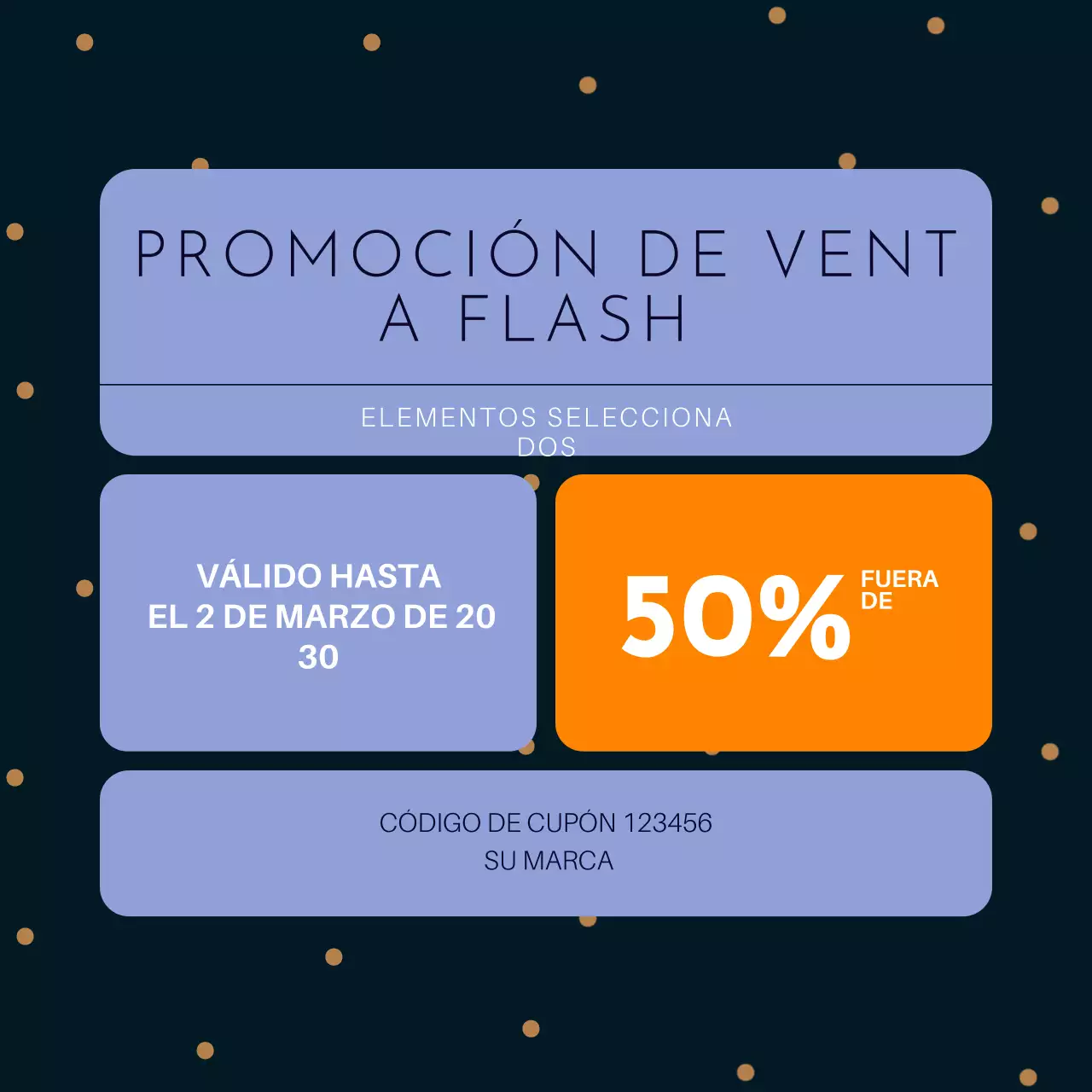 Cupón promocional del paquete Bento Grid azul y negro para redes sociales de Año Nuevo