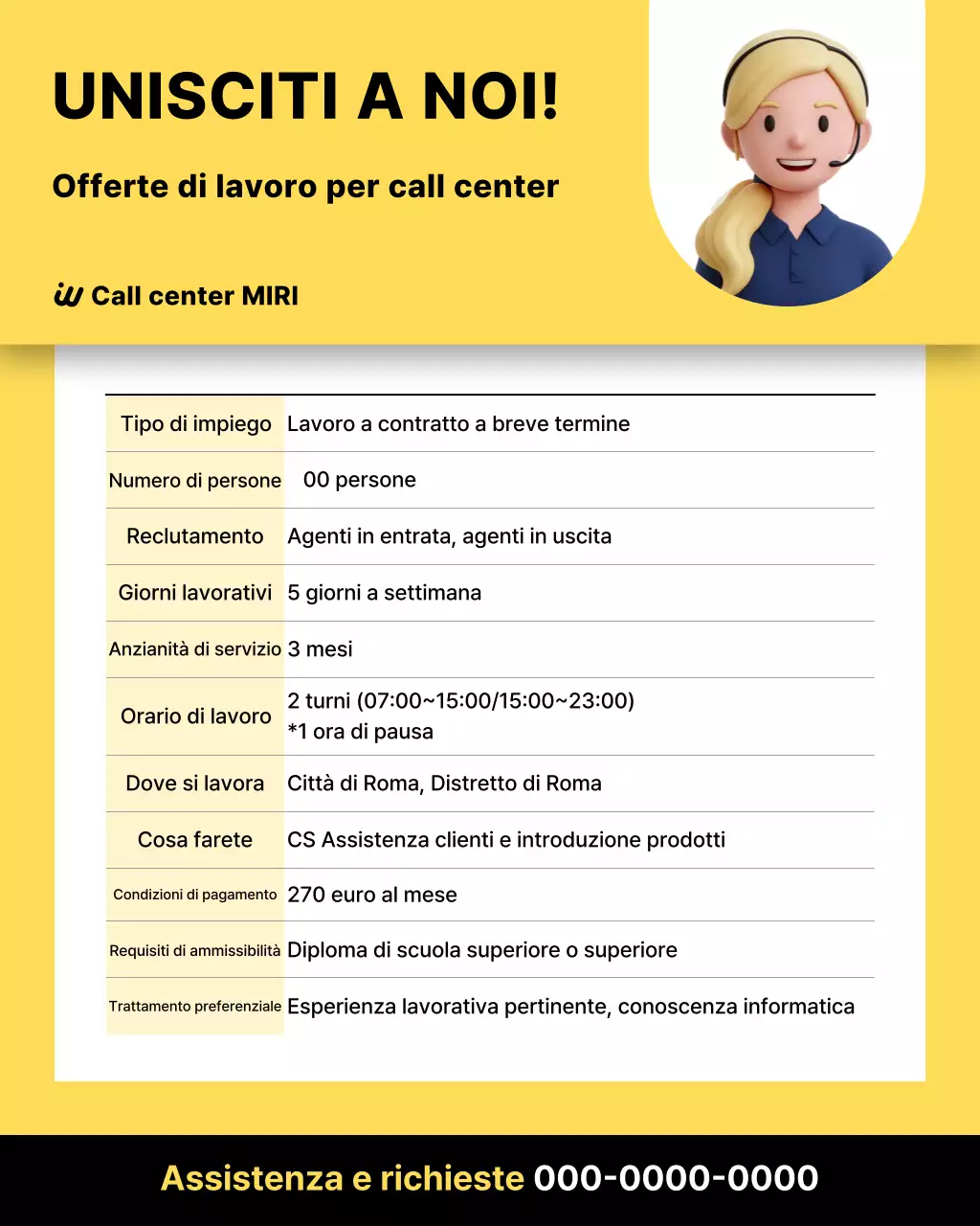 Offerta di lavoro semplice gialla
