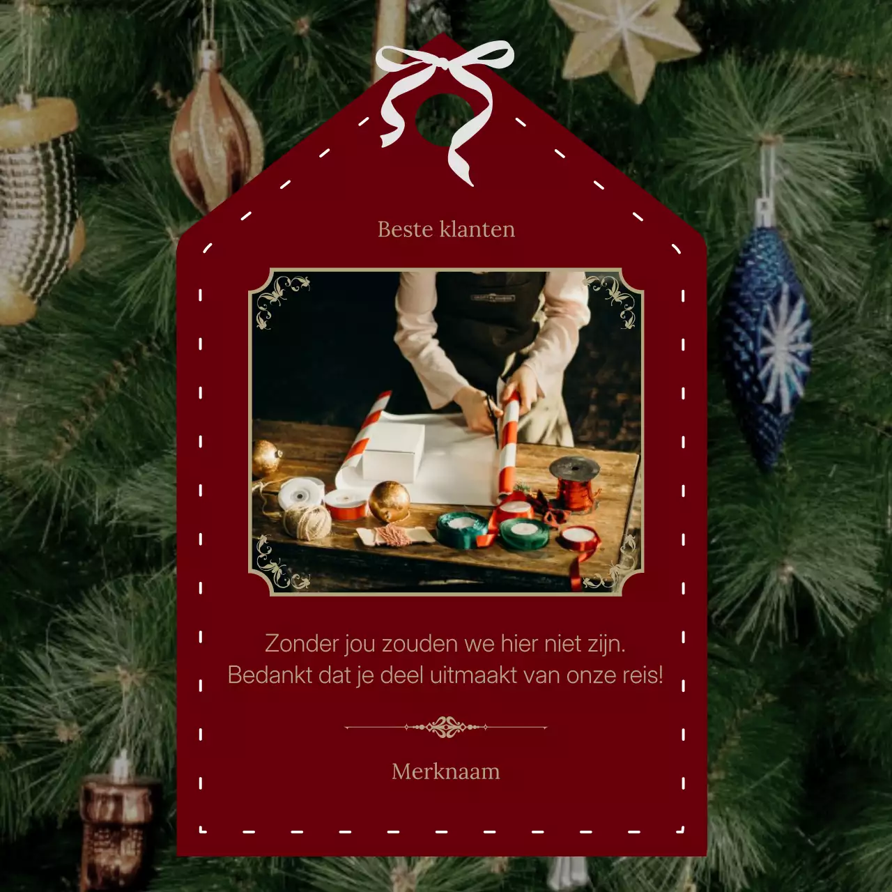 Rood en groen klassiek minimalistisch kerstgroet sociaal media vierkant