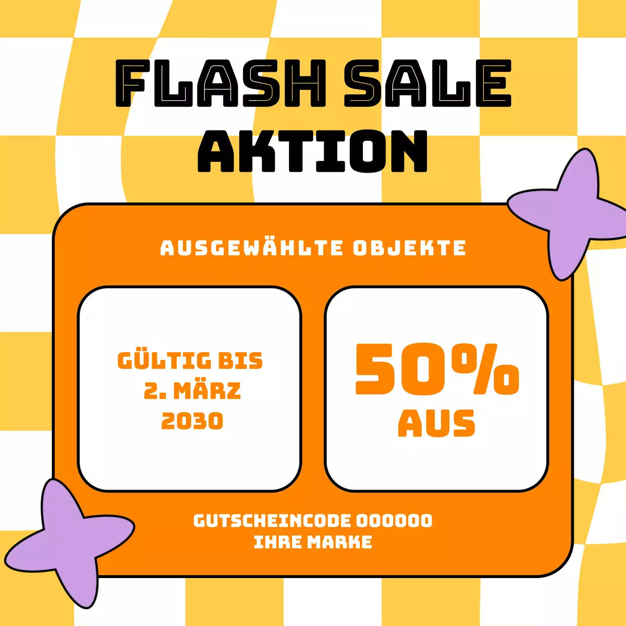 Orange Green Flat Bundle Coupon Promo für Neujahr Social Media