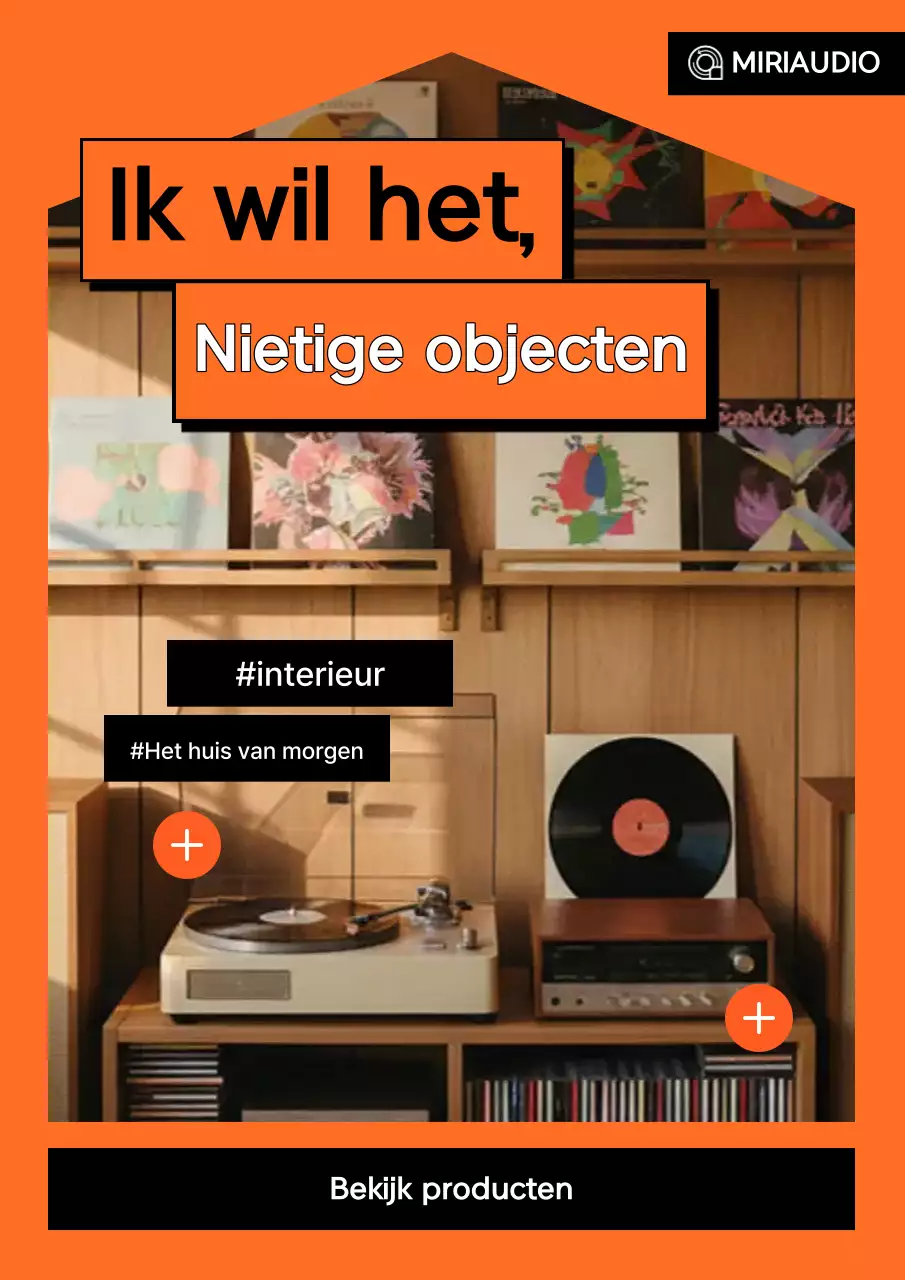 Promotie van een oranje retro-interieurproduct