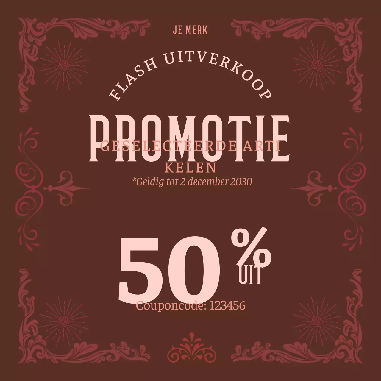 Bruine Vintage Bundel Coupon Promo voor Nieuwjaar Social Media