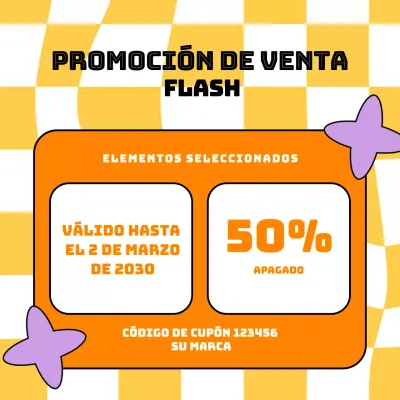 Cupón promocional del paquete plano naranja y verde para redes sociales de Año Nuevo