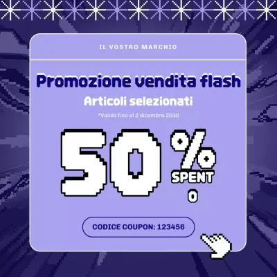 Coupon promozionale per il pacchetto Y2K viola e rosa per i social media di Capodanno