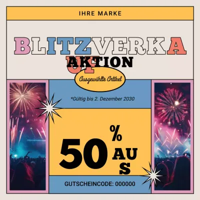 Gelb-Beige Retro-Bundle-Gutscheinaktion für Social Media zum neuen Jahr