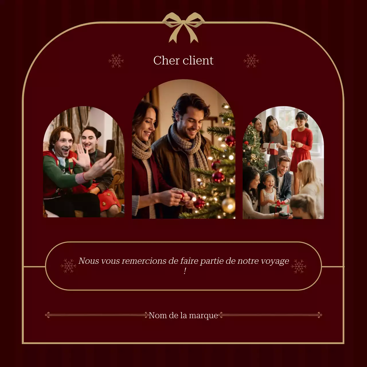 Rouge et beige, élégantes et minimalistes, carte de vœux de Noël pour les réseaux sociaux (carré)