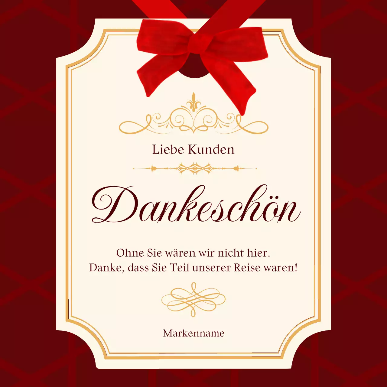 Elegante, klassische Weihnachtsgrußkarte in Rot und Creme für soziale Medien