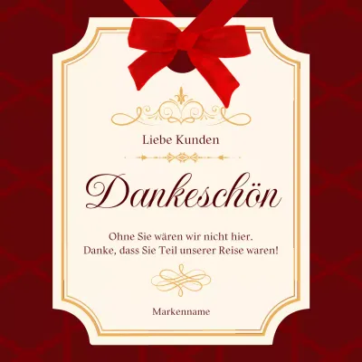 Elegante, klassische Weihnachtsgrußkarte in Rot und Creme für soziale Medien