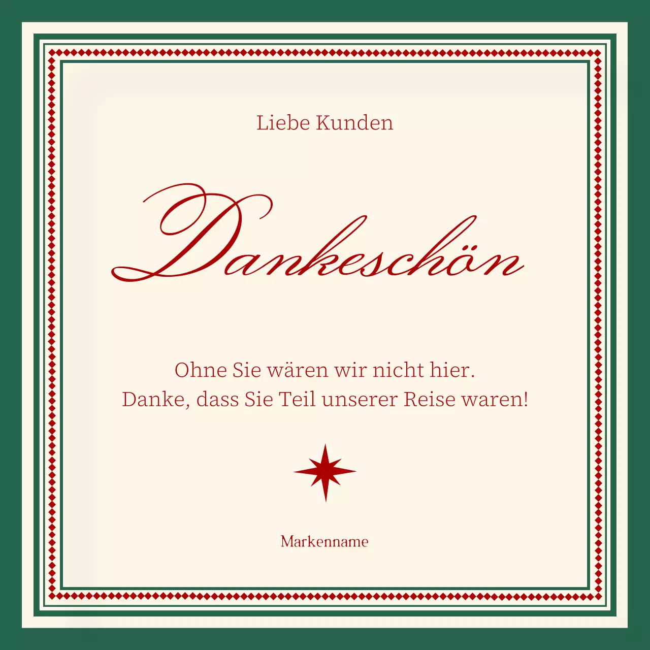 Beige und Rot: Klassische minimalistische Weihnachtsgrußkarte für soziale Medien (quadratisch)