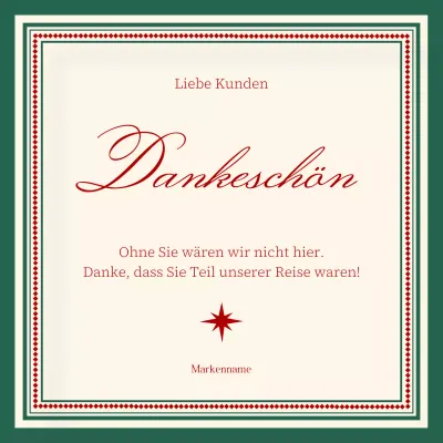 Beige und Rot: Klassische minimalistische Weihnachtsgrußkarte für soziale Medien (quadratisch)