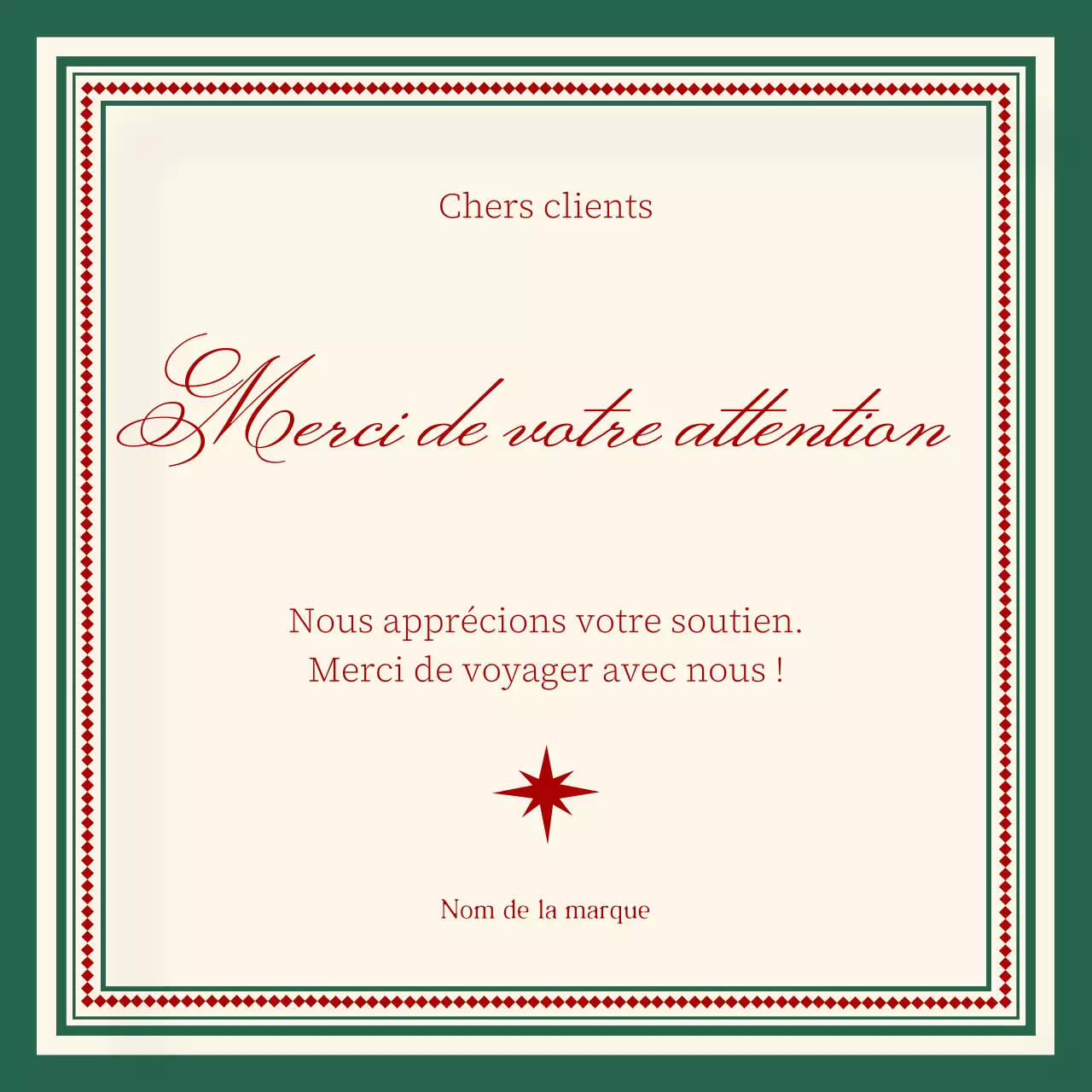 Carte de vœux de Noël minimaliste classique beige et rouge pour les réseaux sociaux
