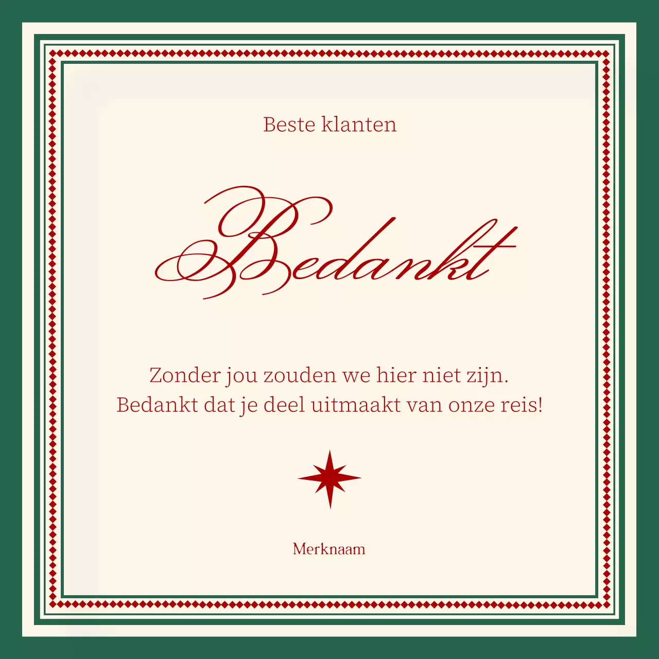 Beige en rood klassiek minimalistisch kerstgroet sociaal media vierkant