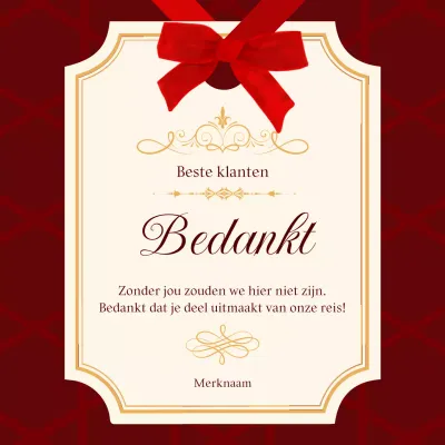 Rood en crèmekleurig elegant klassiek kerstgroet social media vierkant