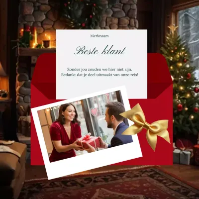 Rood en groen modern minimalistisch kerstgroet sociaal media vierkant