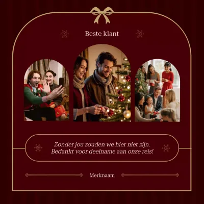 Rood en beige elegant minimalistisch kerstgroet social media vierkant