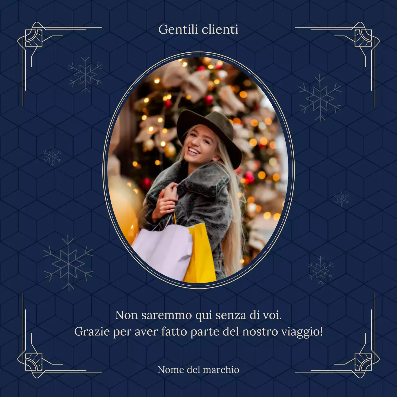 Social Media Square con auguri di Natale classici vintage rossi e oro