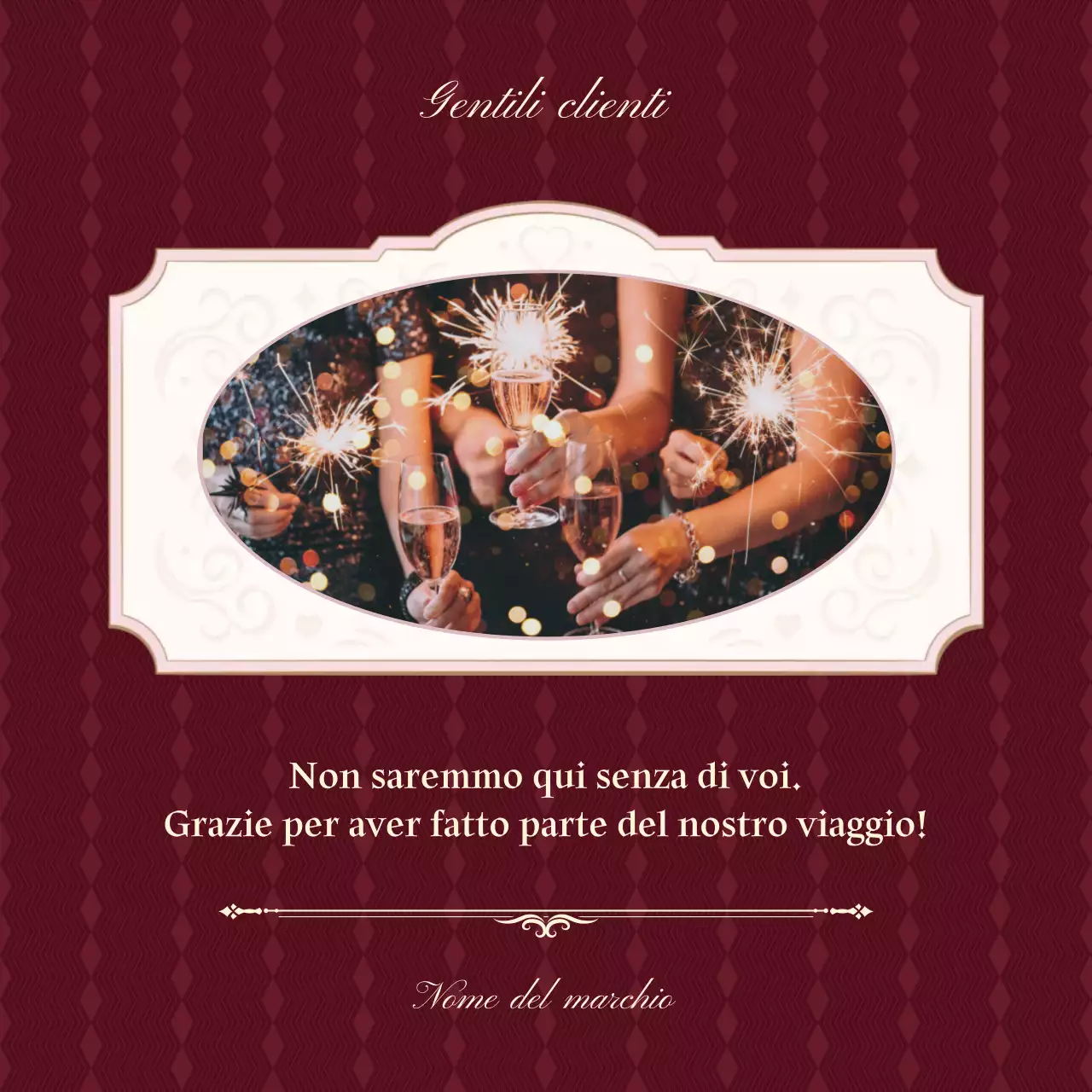 Quadrato dei social media con auguri di Capodanno vintage classico rosso e bianco