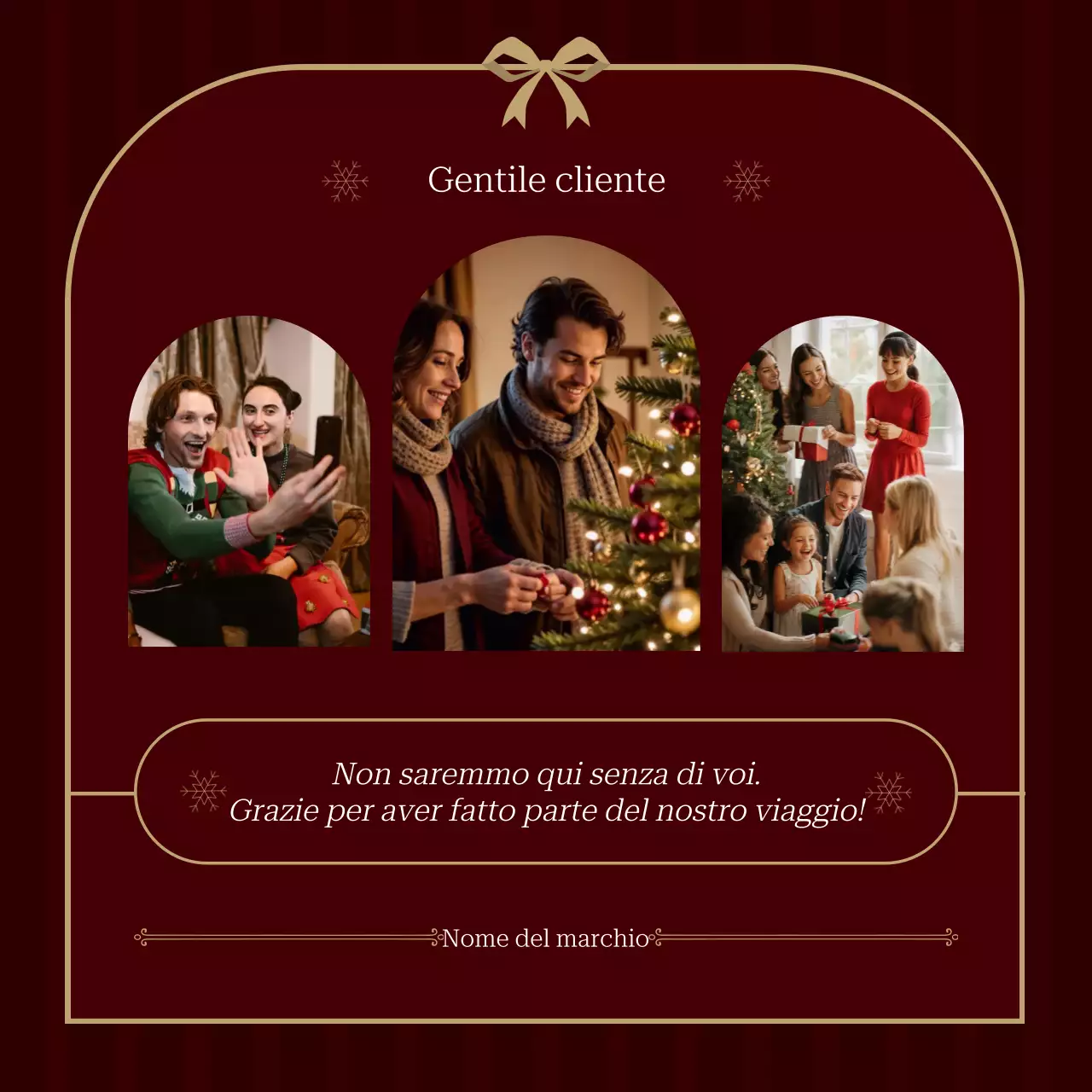 Quadrato dei social media con eleganti auguri di Natale minimalisti rossi e beige