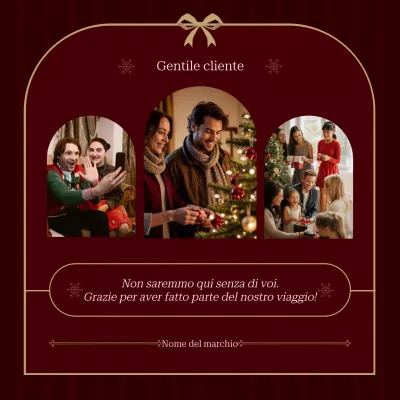 Quadrato dei social media con eleganti auguri di Natale minimalisti rossi e beige