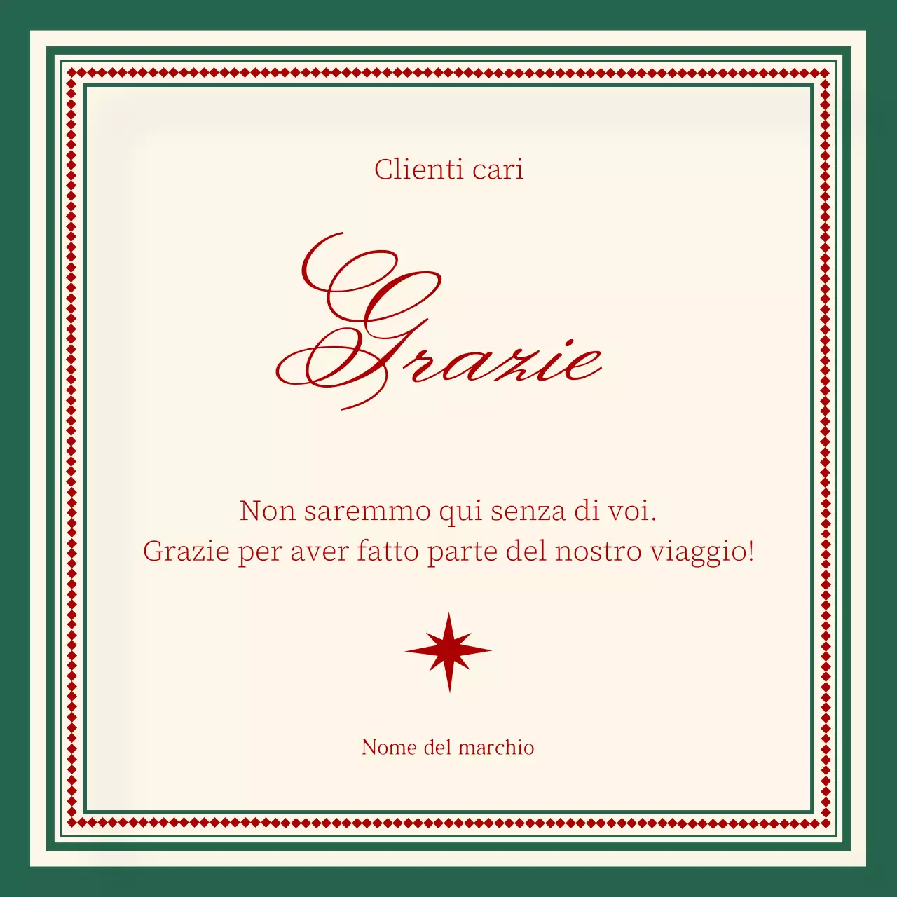 Quadrato dei social media con auguri di Natale minimalisti classici beige e rossi