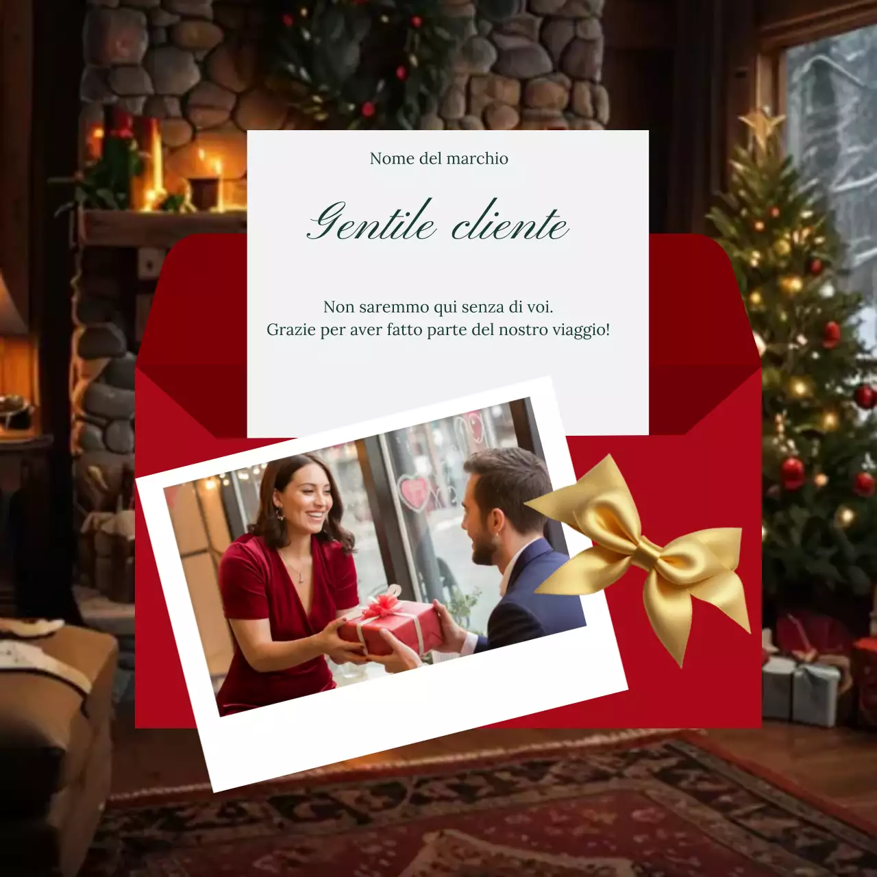 Quadrato dei social media con auguri di Natale minimalisti moderni rossi e verdi