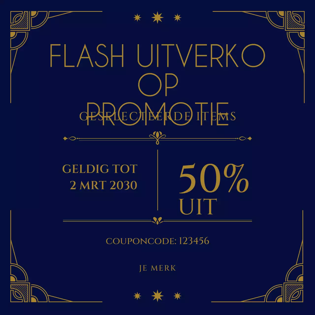 Bruin Geel Art Deco Bundel Coupon Promo voor Nieuwjaar Social Media