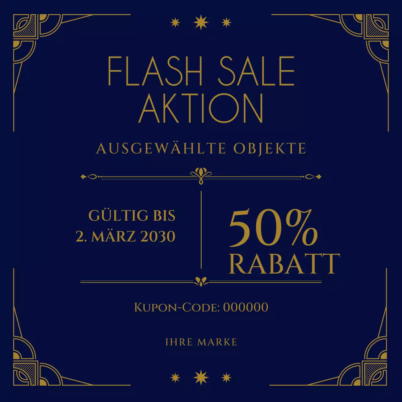 Braun-Gelb Art-Deco-Bundle-Gutscheinaktion für Social Media zum neuen Jahr